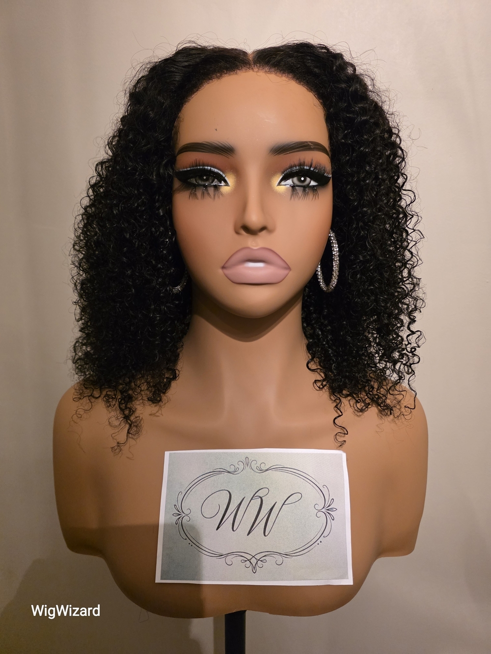 Natural Black Curly Human Hair Lace Wig With 4c Kinky Edges